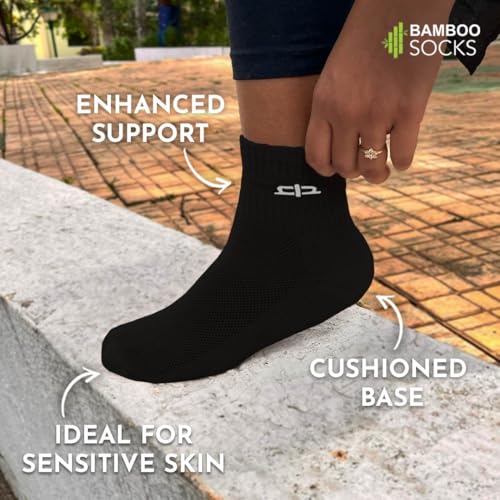 Image of HEELIUM Bamboo Socks for Women | Quarter Length | 3X Softer than Cotton Socks | Odour-Free & Breathable | Superior Comfort & Cushioned Base