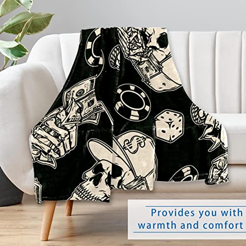Couverture tête de mort 150x100 cm plaid doux et chaud pour lit et canapé