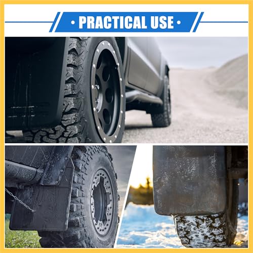 Image of Mud Flaps Kit Compatible for Ford Explorer 2011-2019, Quality Plastic Black Front and Rear Splash Guards Auto Replacement Parts