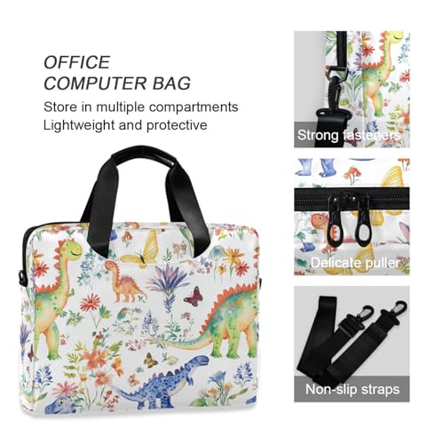 Funda portátil para laptop 15.6 pulgadas blanca con diseño de dinosaurio miniatura 6