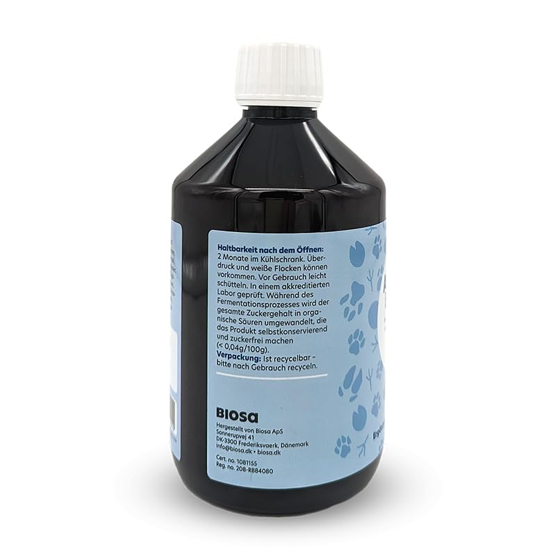 Animal Biosa Bio Ergänzungsfuttermittel für Tiere mit fermentierten Kräutern, pflegt Verdauungstrakt, Nahrungsergänzungsmittel zuckerfrei (500 ml)