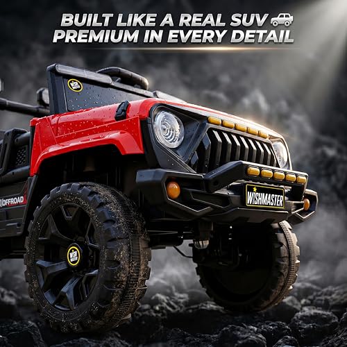 Image of Wishmaster 4x4 Kids Electric Ride On Car, 2-6 Years| Battery EV Kids Cars | Remote Control, Battery Operated, RGB LED Lights, Bluetooth Music, 1-Year Warranty On Motors & Motherboard