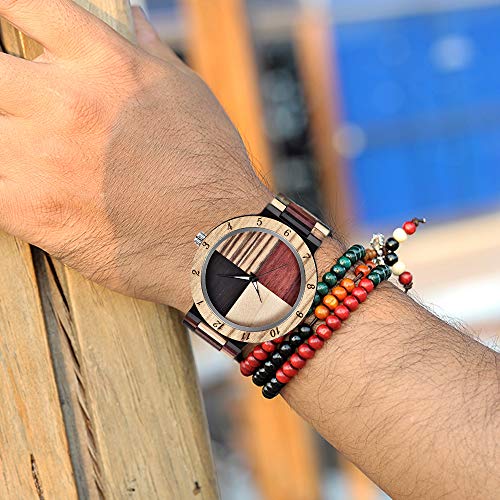 Montre en bois naturel homme mouvement quartz japonais affichage coloré design éco - 6