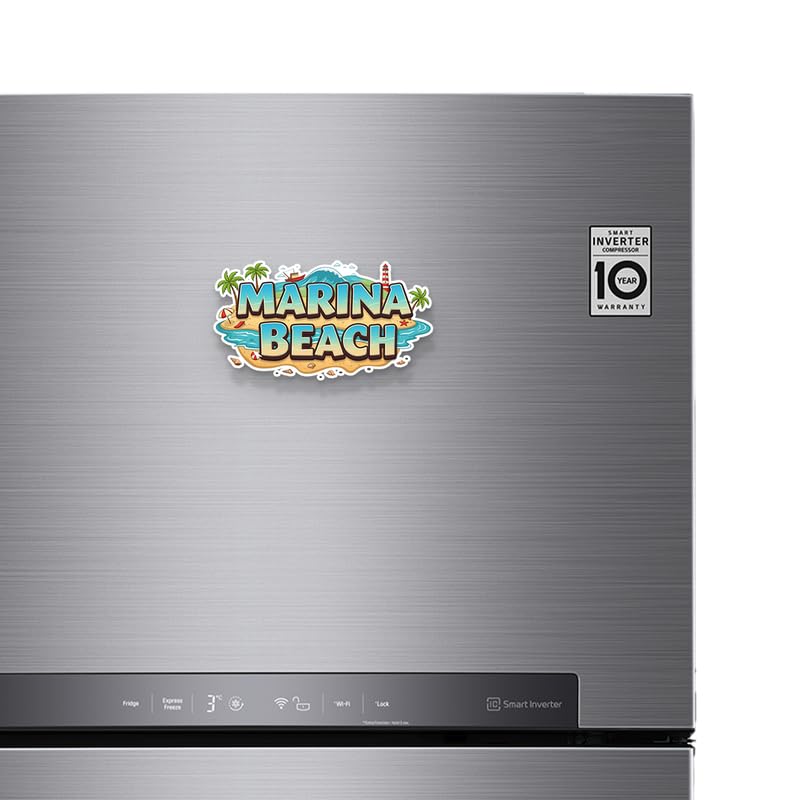 Image of Marina Beach Fridge Magnet, Glossy Finish, Stylish Magnet for Fridge, Wardrobe & Metal Surfaces