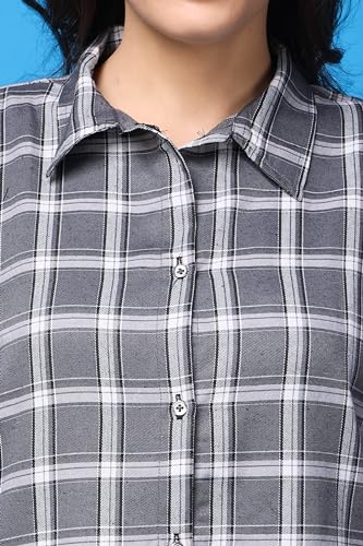 Image of POPWINGS Casual Checks Print Shirt for Women | Cotton Full-Sleeves Women Shirt | Summer Shirt for Women | Stylish Shirt for Women