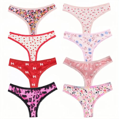 Morvia Variety of Thongs for Women Pack Sexy Cute Assorted Colors Prints Underwear Panties2