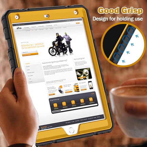 Image of ZoneFoker Case for iPad 9th /8th /7th Generation 2021 /2020 /2019(10.2 inch), Heavy Duty Military Grade Shockproof Rugged Protective 10.2 inch Cover with Built-in Stand for iPad 9 8 7 Gen (Black+Gold)