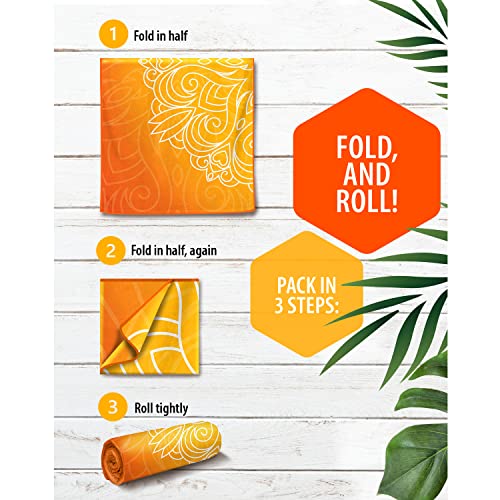 Venture 4Th Microfiber Beach Towel: Quick-Dry, Compact, Sand-Free, Absorbent, Sandproof And Lightweight - Perfect For Camping, Beach, And Roadtrips (Orange Mandala Design | 35X78 Inches) #TOP4