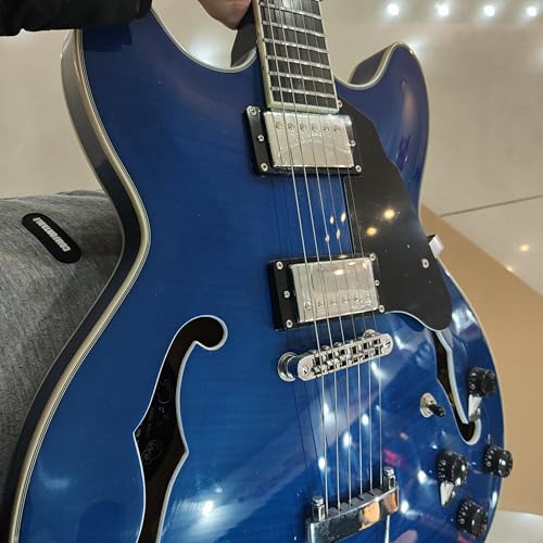 Semi-Hollow Body Electric Guitar, Metallic Blue, Chrome Hardware