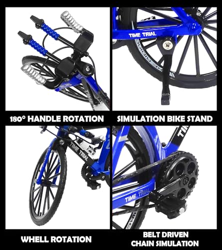 Image of VGRASSP 1:8 Scale Die Cast Racing Bicycle Toy for Kids - The Alloy Metal Off-Road Decorative Showpiece Realistic Design Bike Features Moveable and Rotating Handle, Wheels, Pedals (Blue)