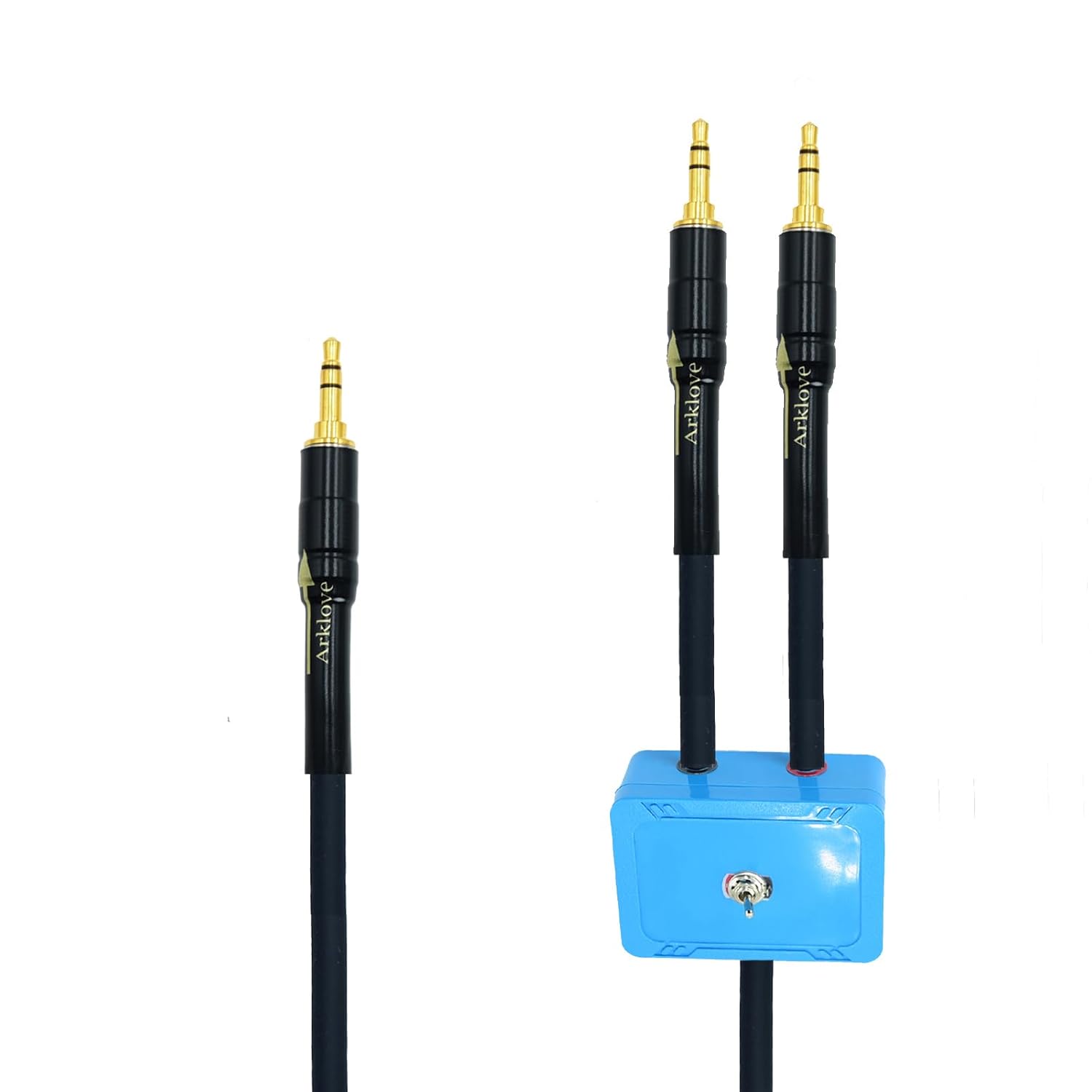 Arklove 7ft Shielded 1/8" aux Input 3.5mm 2X 3.5 Output Splitter Stereo Audio Video Cable Out 3.5 Male to Two 3.5 Male in Dual Speaker Cord 24k Gold Plated Cord