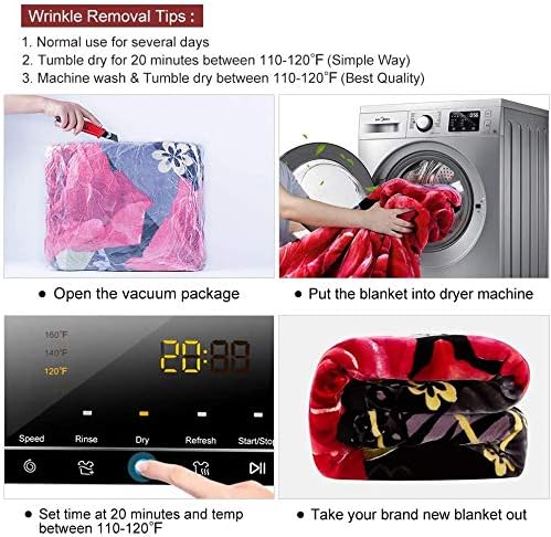 Miniatura 9 de JYK Manta de forro polar de visón, tamaño Queen, 8 libras, 2 capas, reversible, suave, cálida, estilo coreano, para otoño e invierno (flor