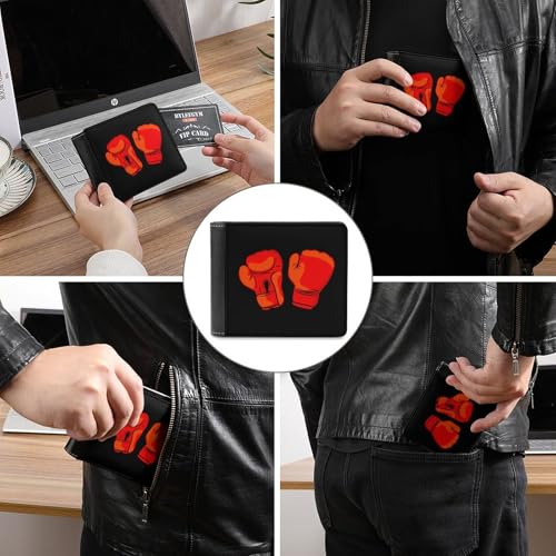 Red Boxing Gloves Slim Bifold Wallets Fashion Credit Card Holder Wallet Unisex Purse Travel3