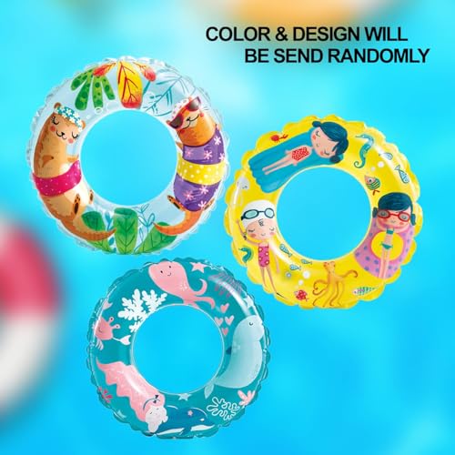 Image of Inflatable Swimming Rings Floater for Summer Fun | Blow Up Pool Floater for Summer Fun | Durable Water Float for Beach Party| Easy-to-Inflate Floating Tube (Transparent Print Pack of 3)