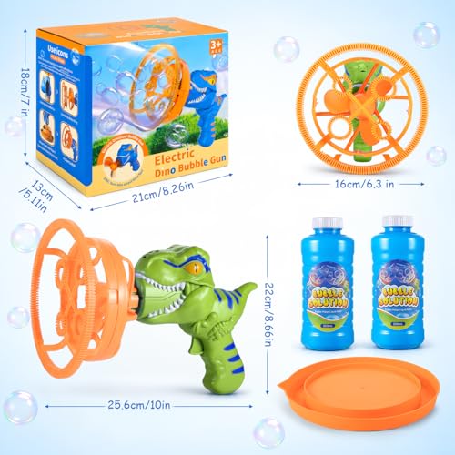 Smlau Bubble-in-Bubble Dino Blower Gun for Kids Ages 3-9 Green — view 8