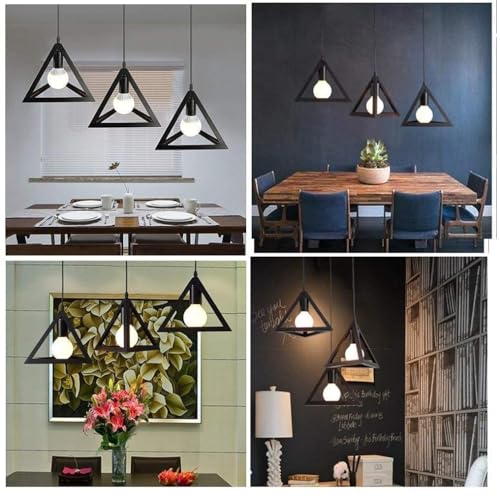 Image of Vintage Black Metallic Hanging Pendant Ceiling Lamp, for Bedroom, Living Room, Hotel, Cafe, Balcony Decor (Tringle Set)