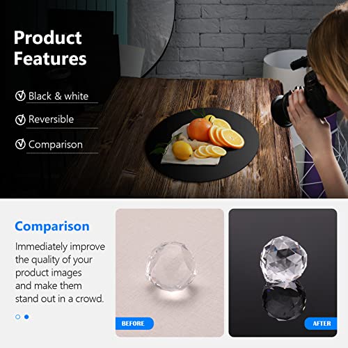 Neewer 12”/30Cm Photography Display Boards, Non-Reflective And Reflective Black And White Round Photography Background Boards For Product Table Top Photography Shooting #TOP4