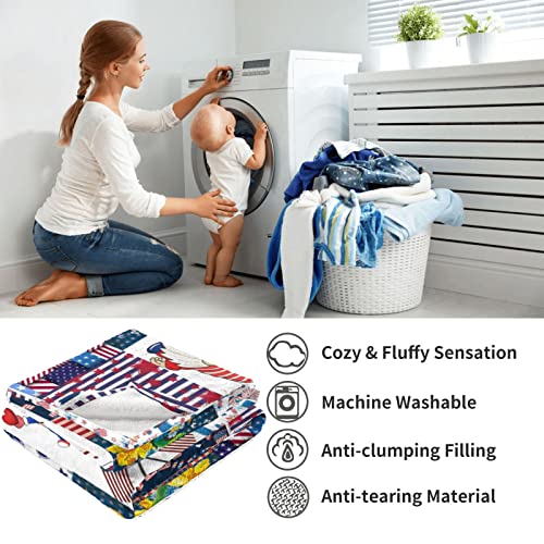 Independence Day Patriotic Blanket American Flag Star Throw Blankets Super Soft Warm Cozy Red White Blue Gnome Blanket Bed Couch Car Blanket For Independence Day 4Th July 50"X60" #TOP4