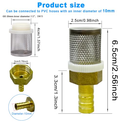 Image of Stainless steel filter copper tube joint 10mm diameter hose connection, garden, swimming pool, fish tank hose filter, Suction Strainers Used to Remove Debris and Reduce Solid Entry(10mm)