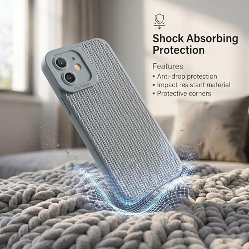 Image of amazon basics Luxury 3D Knitted Texture Soft Silicone Back Cover for iPhone 11 | Slim Fit Shockproof Case with Camera Protection & Non-Slip Grip - Blue