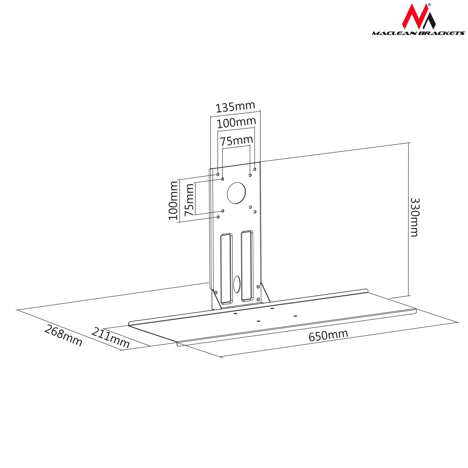 Maclean MC-756 VESA 75x75, 100x100 Supporto Tastiera PC