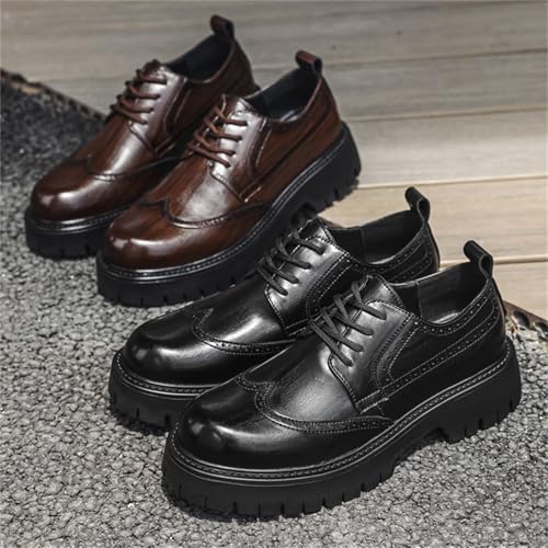 Men's Platform Wingtip Brogue Dress Shoes Vintage Leather Oxford Derby Shoes Casual Work Business Dress Office Shoes2