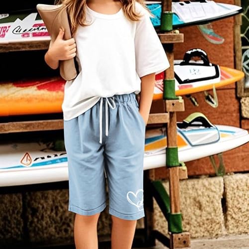 Girls Bermuda Shorts Knee Length Straight Leg Short Loose Casual Cute Solid Drawstring Elastic Waist Jorts Summer Trendy3