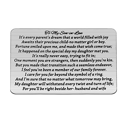 BEKECH To My Son-in-Law Wallet Insert Card Son-in-Law Jewelry from Mother-in-Law Father-in-Law