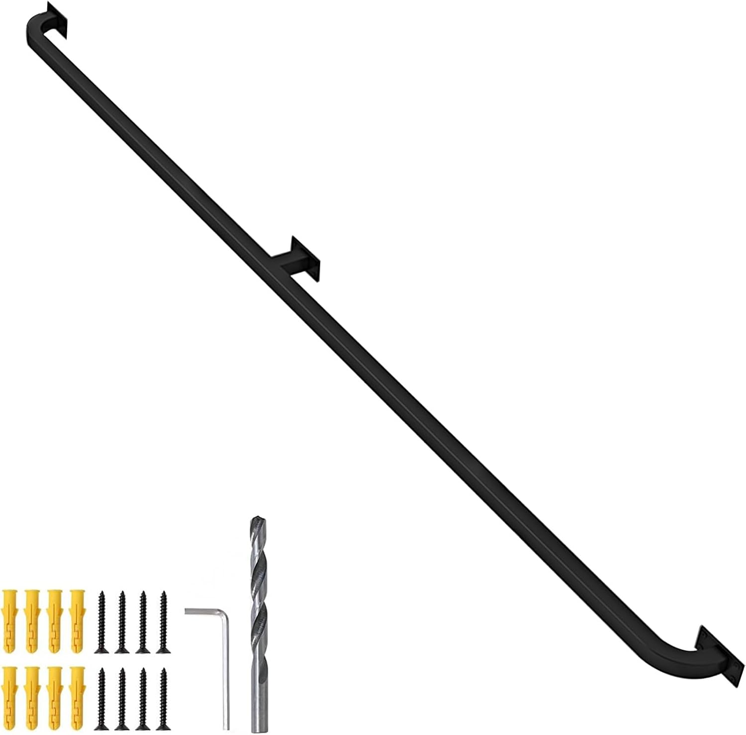 Handrail for Stairs 1m 2m 3m 4m 5m Wall Mount Staircase Railing Black ...