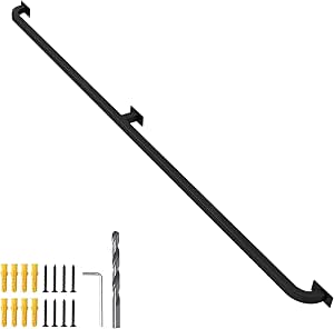 2m High Railing Handrail for Stairs 1m 2m 3m 4m 5m Wall Mount Staircase Railing Black ...