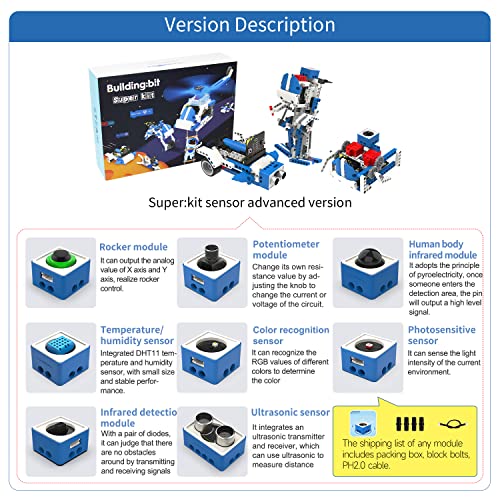 Yahboom Micro:bit Building Block Robot Kit 16 In 1 Stem Projects Advanced With Sensor Module Diy Science Educational Toys For Kids Age 10+ Gifts For Christmas (Build-Super-Kit With Microbit V2) #TOP1