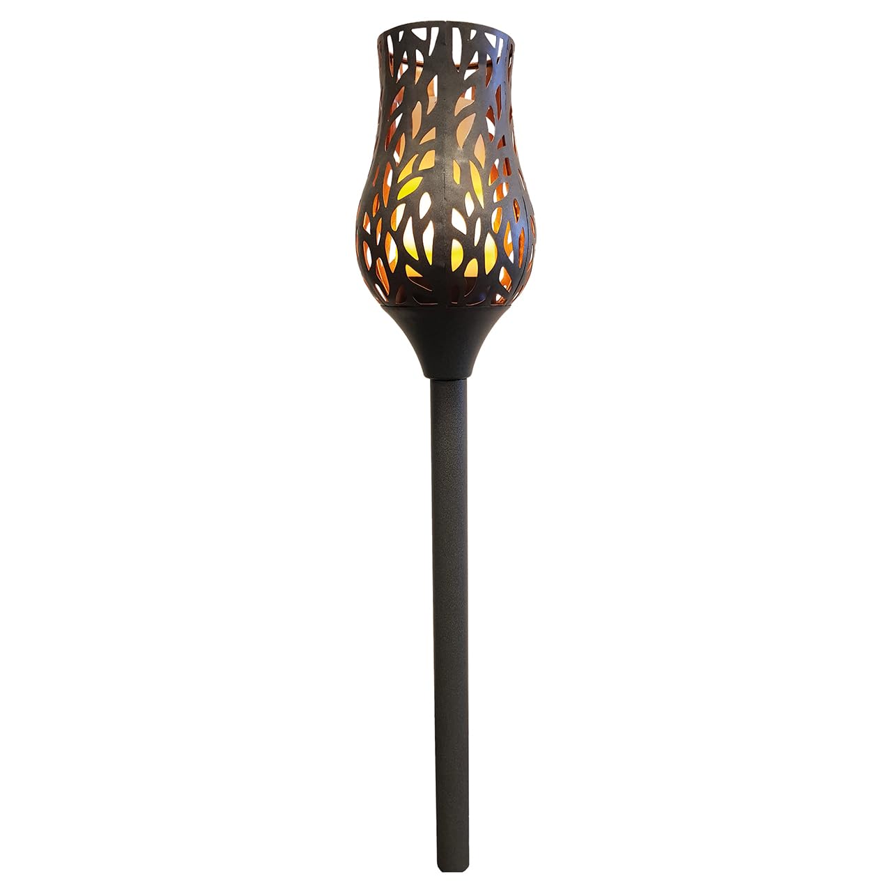 Mysmartbuy.com Charcoal Grey Battery Powered Grey Metal Tulip Torch – Weatherproof Outdoor Garden Flame Effect Led Stake Light With Timer & Remote For Patio, Decking, Border, Pathway, Lawn – H91.5 X 15Cm Diameter