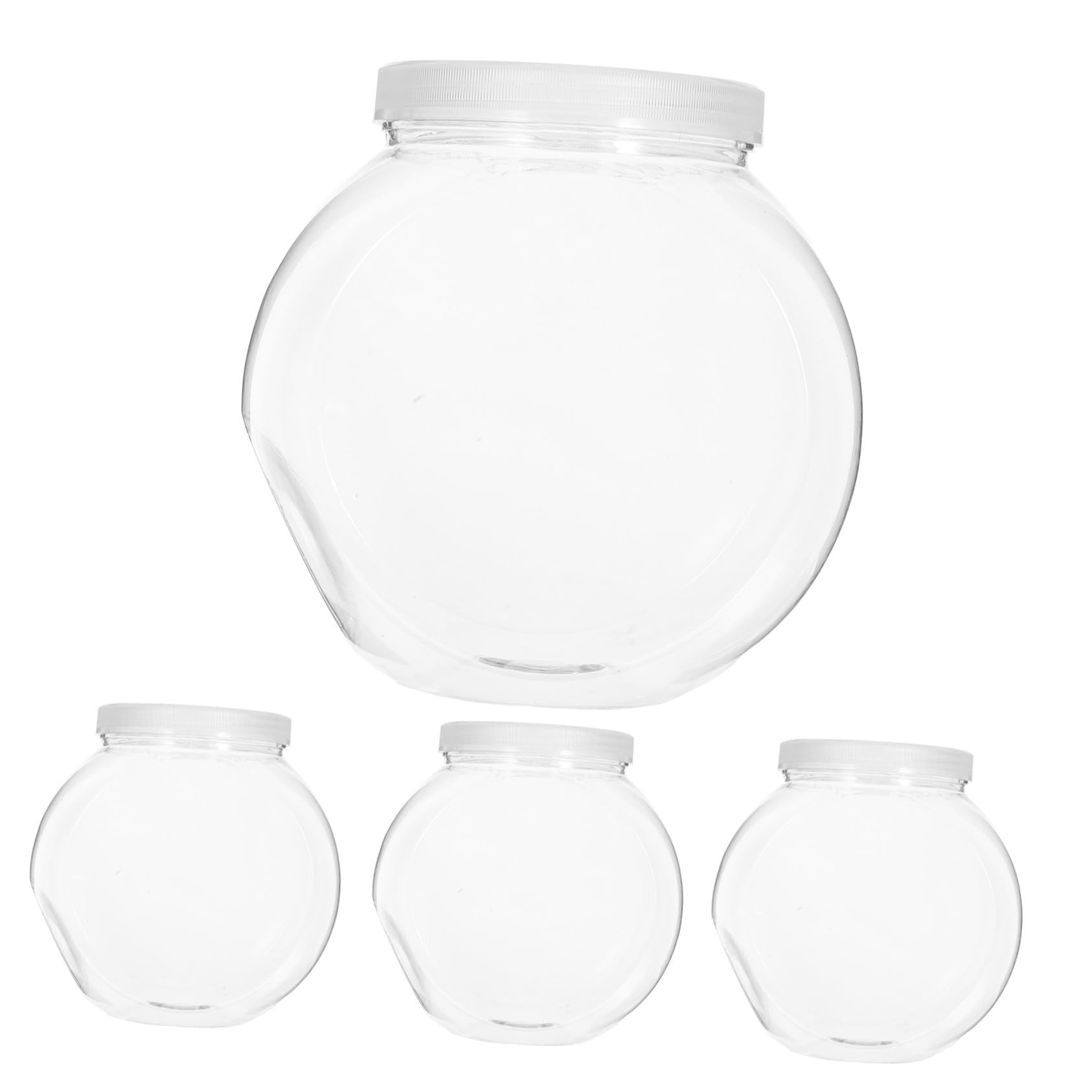 Cabilock Bocal à Bonbons en Plastique Transparent Rond 2100ml, Lot de 4 | Intérieur Lisse, Nettoyage Facile, Cuisine et Maison, Format Pratique pour Biscuits et Encas