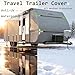 RV Cover Upgraded 8 Layers Top Camper Cover Windproof Travel Trailer Cover RV, Tire Cover,Hauler Cover with Tongue Jack Cover, Extra Long Windproof Ropes (20-22FT)