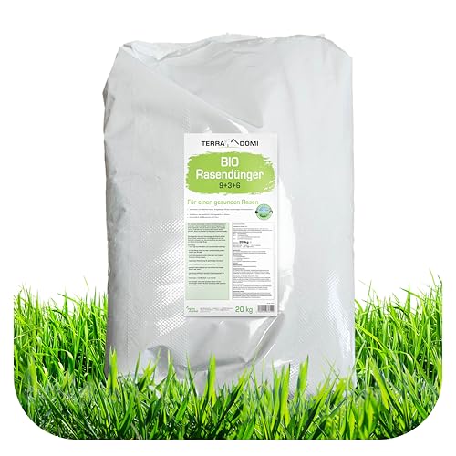 TerraDomi Bio Rasendünger Sommer 20kg NPK Dünger 9+3+6 für für 400m