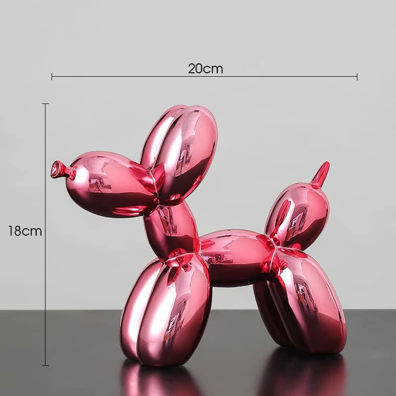 YOYUMI Gegalvaniseerde ballon hond sculptuur luxe ornament, hars standbeeld voor woonkamer slaapkamer kantoor decor, spiegel glans afwerking, roze 9,5 x 9,5 x 4 cm