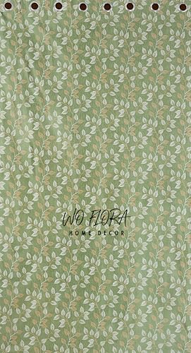 Image of Leaves Pattern Curtain 5 feet Set of 3 Window Curtains | Premium Living Room Curtain Panel | Green Color Curtain 5 ft