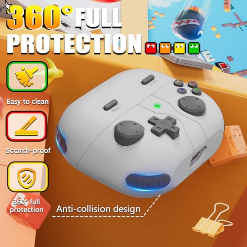Image of Game Case for Samsung Galaxy Buds 3 FE(2025) & Galaxy Buds 3 Pro Case(2024),Silicone Classic Game Player Design with 3D Button Case Cover for Buds Pro 3 for Men with Cleaner Kit-Rock Grey