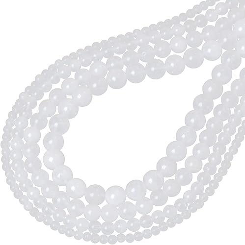 Miniatura 4 de Bymitel - Cuentas redondas de jade blanco natural de 532 de pulgada, 210 unidades de piedras preciosas auténticas para bricolaje y fabricación de