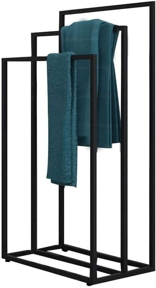 Porte-serviettes sur pied noir à triple arche métallique pour salle à manger