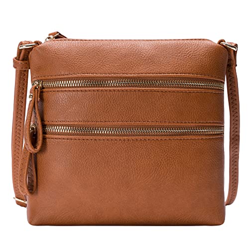 Image of Solene Small Multi Zipper Pocket Crossbody Bag with Adjustable Strap, Lightweight Travel Purse, Daily Small Messenger Pouch