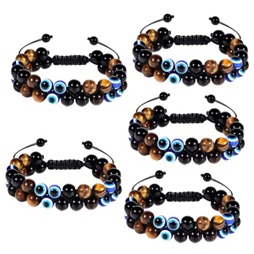 Bracelet oeil maléfique et oeil du tigre ajustable à offrir comme cadeau symbolique