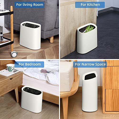 Subekyu LJT-001 2.3 Gal Trash Can For Bathroom, Small Office Garbage Can For Kitchen, Slim Rectangular Waste Bin thumb #5