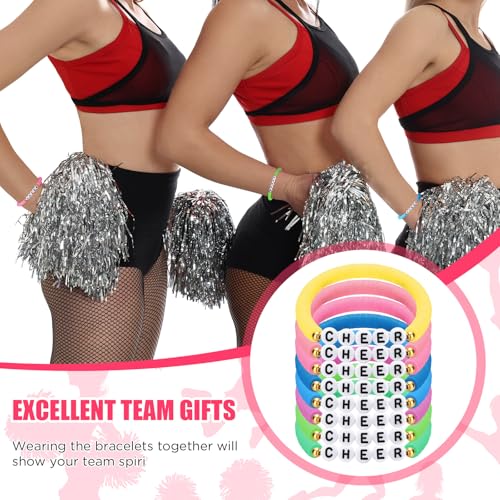 Image of Landical 24 Pcs Cheerleader Gifts Stackable Clay Bead Cheer Bracelets Friendship Bracelets Senior Night Cheer Gifts for Girls(Macaron Colors)