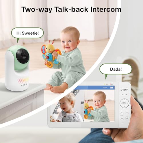 VTech Baby Monitor No WiFi, 2 Cameras, 7" Split IPS Screen, 5000mAh 12Hr Battery, 360° Pan Tilt Zoom, Night Vision, Night Light| Advanced Max Twin Green by VTech - Image 7