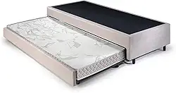 Bicama Solteiro King 96x203x28cm Suede e Colchão Auxiliar D23 78x188x12cm Ecoline Bege