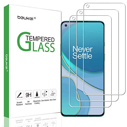 (3 Pack) Beukei Screen Protector Tempered Glass Compatible for OnePlus 8T / OnePlus 8T 5G / OnePlus 8T+ / OnePlus 8T Plus 5G, 9H Hardness, Anti Scratch, Bubble Free