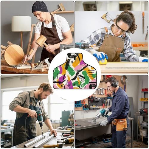 Delantal de trabajo con bolsillos y diseño abstracto unisex miniatura 6