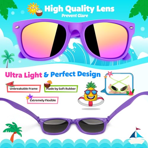 Kids Sunglasses Bulk, Party Favors for Kids 4-8,3-5, 12 pack Neon Toddler Sunglasses For Boys Girls, UV 400 Protection kids sunglasses, Great Gift For Birthday, Beach, Pool Party Supplies3