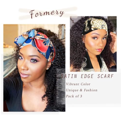 Formery Edge Scarf Blue Satin Head Scarf Silk Scarves Lay Edges Natural Hair for Black Women (3PCS)4